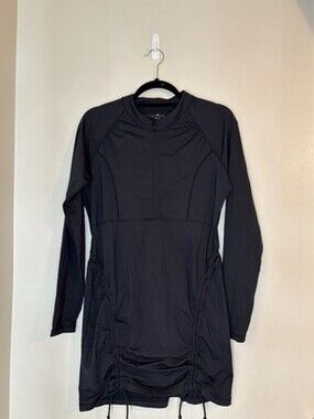 Athleta Long Sleeve Half Zip Ruched Guard Top - Style 826058 Size Large Black